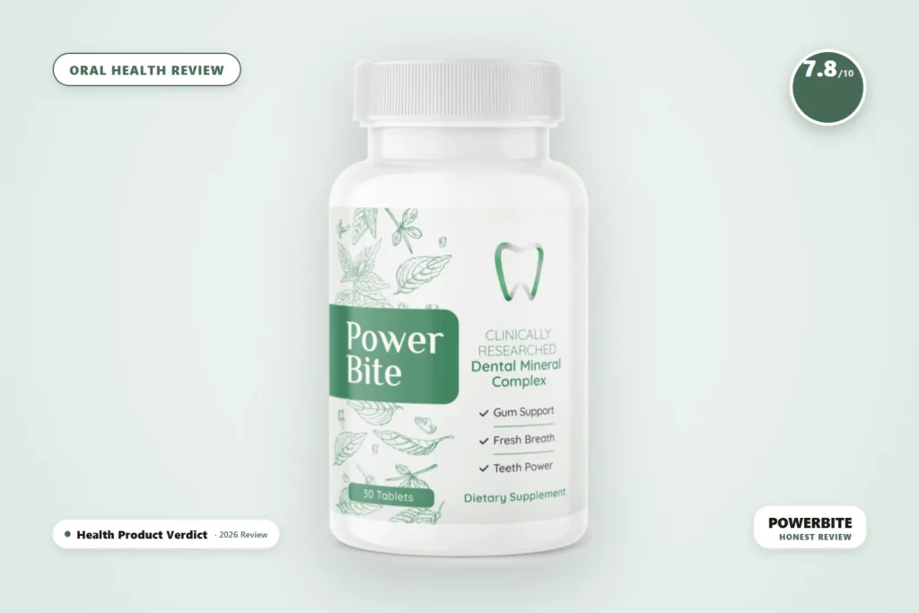 PowerBite dental candy supplement - PowerBite bottle product photo - honest 2026 review