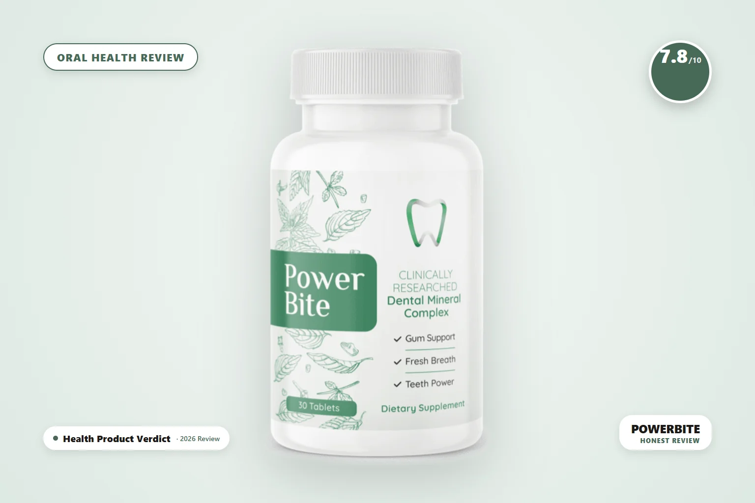 PowerBite dental candy supplement - PowerBite bottle product photo - honest 2026 review