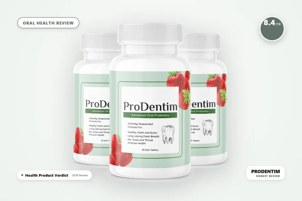 ProDentim oral probiotic supplement - Prodentim bottle product photo - honest 2026 review
