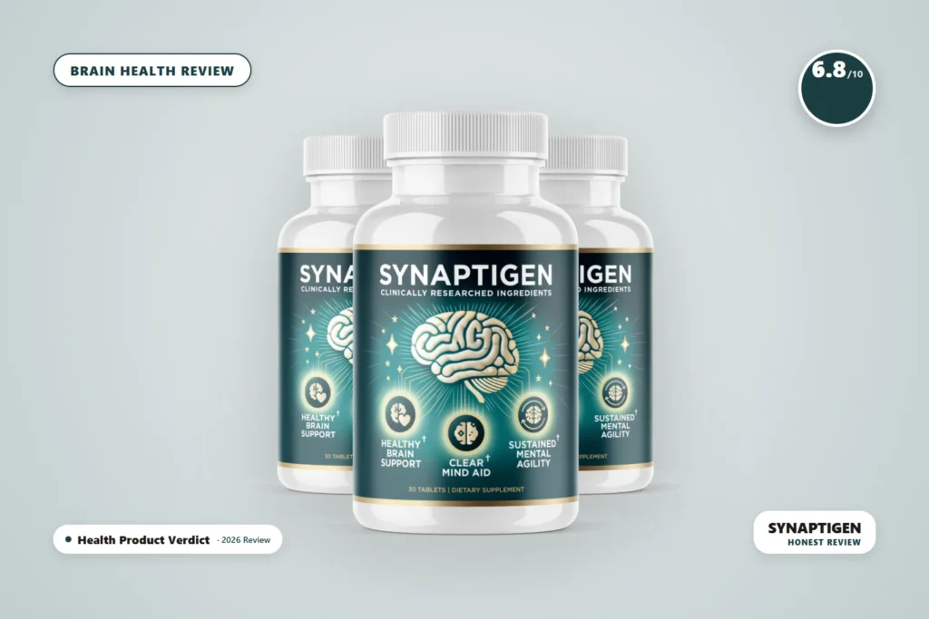 Synaptigen brain health supplement - Synaptigen bottle product photo - honest 2026 review