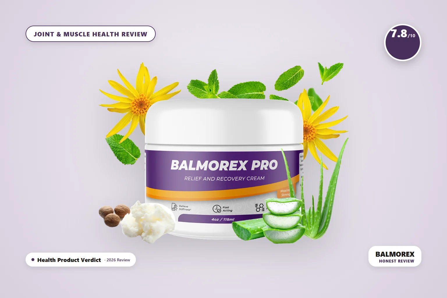 balmorex review - Balmorex - topical joint and muscle relief balm jar on purple background
