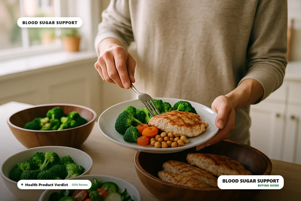 Blood sugar crashing after meals - person preparing a balanced meal