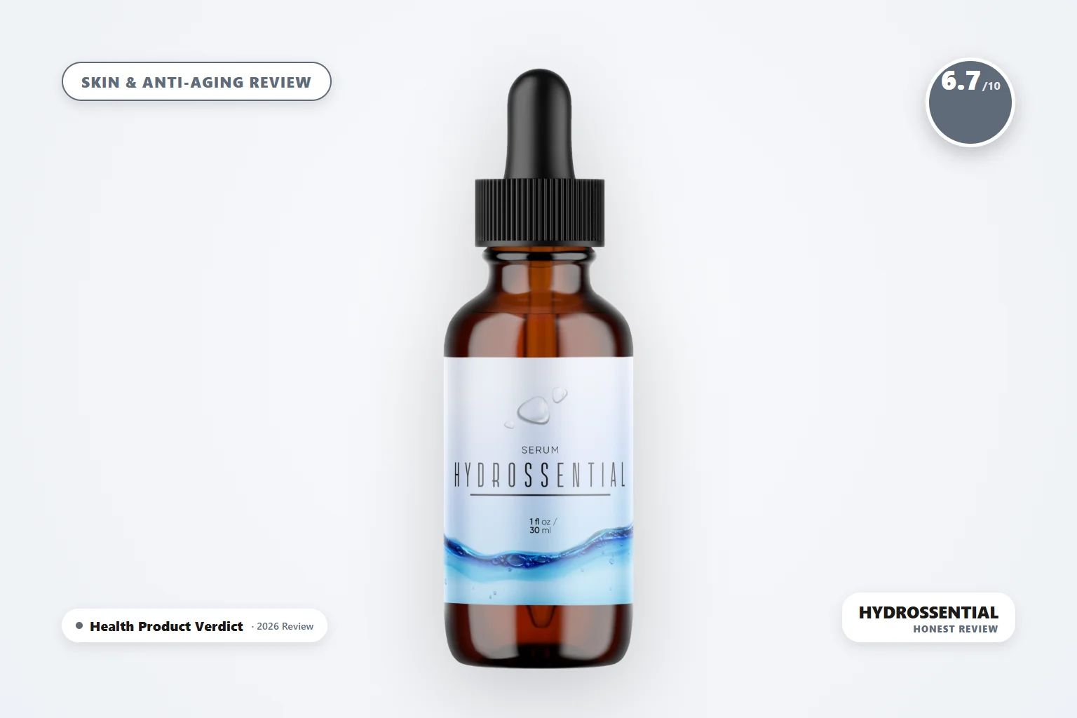 Hydrossential topical serum bottle for skin anti-aging support