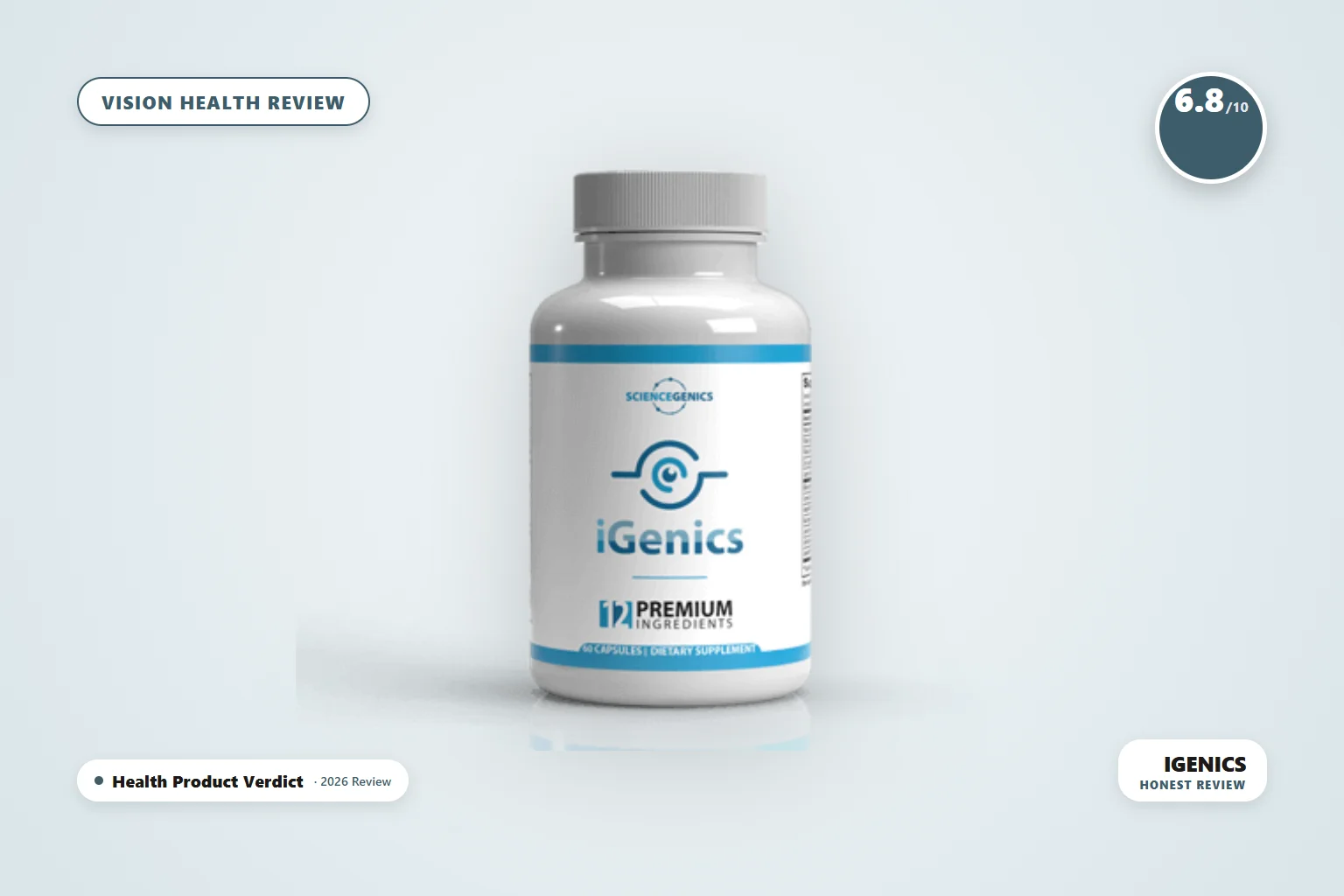 iGenics eye health capsule bottle for vision support