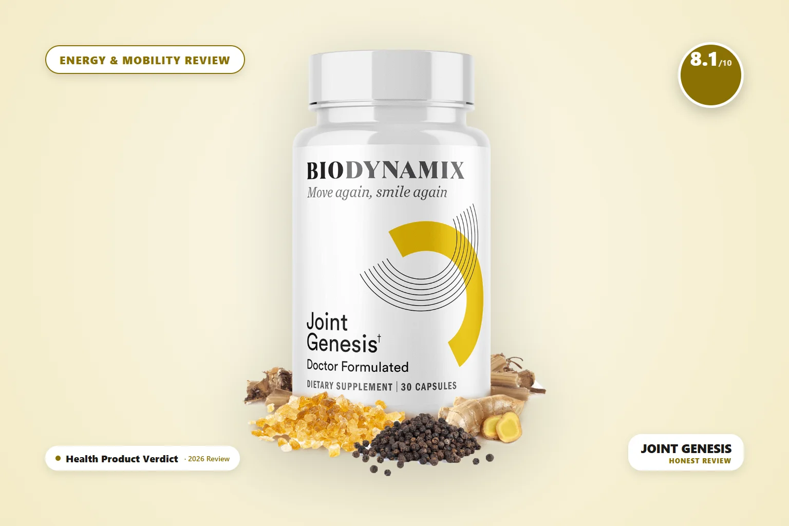 Joint Genesis capsule bottle for joint comfort and mobility support