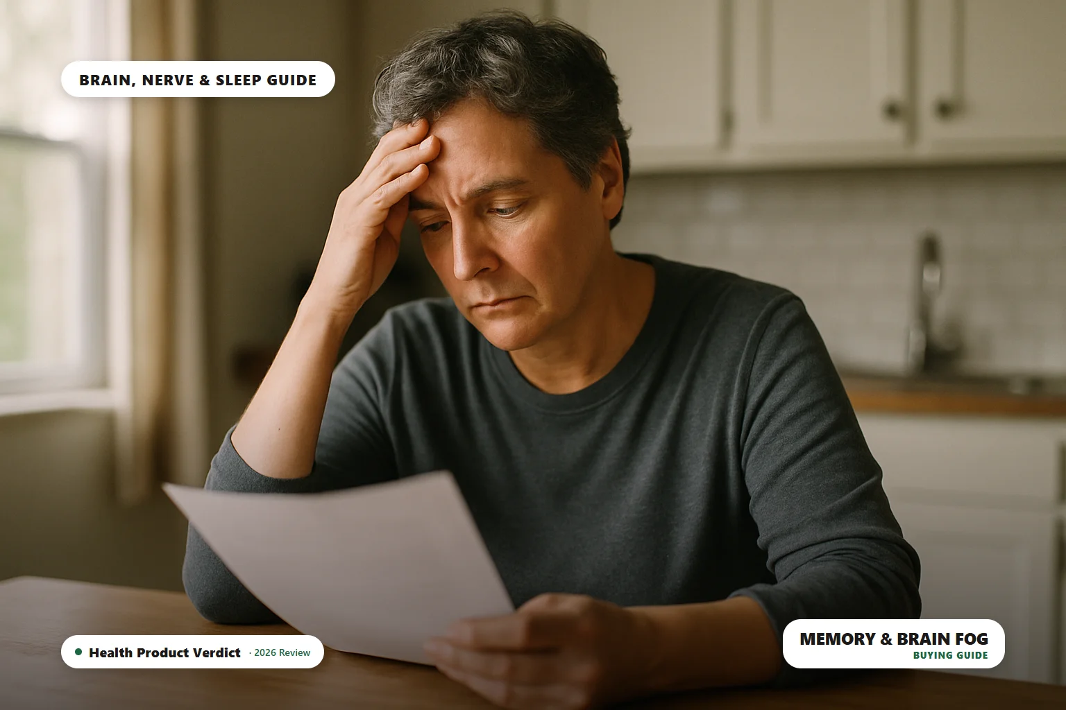memory and brain fog - person looking distracted while reading a document