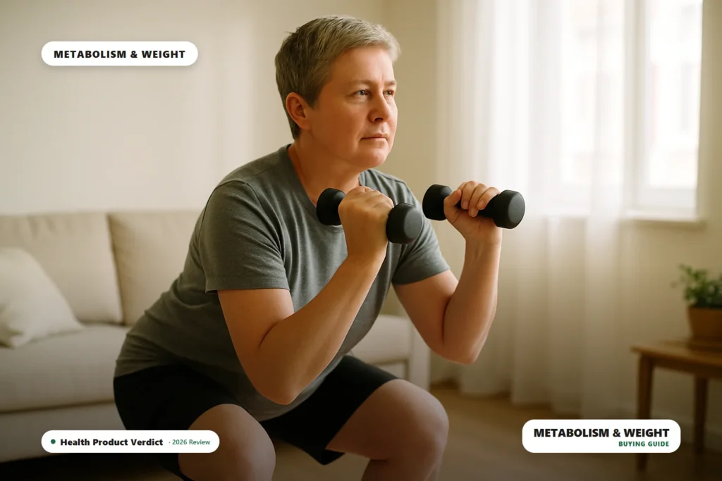 Slow metabolism - person doing a strength exercise at home