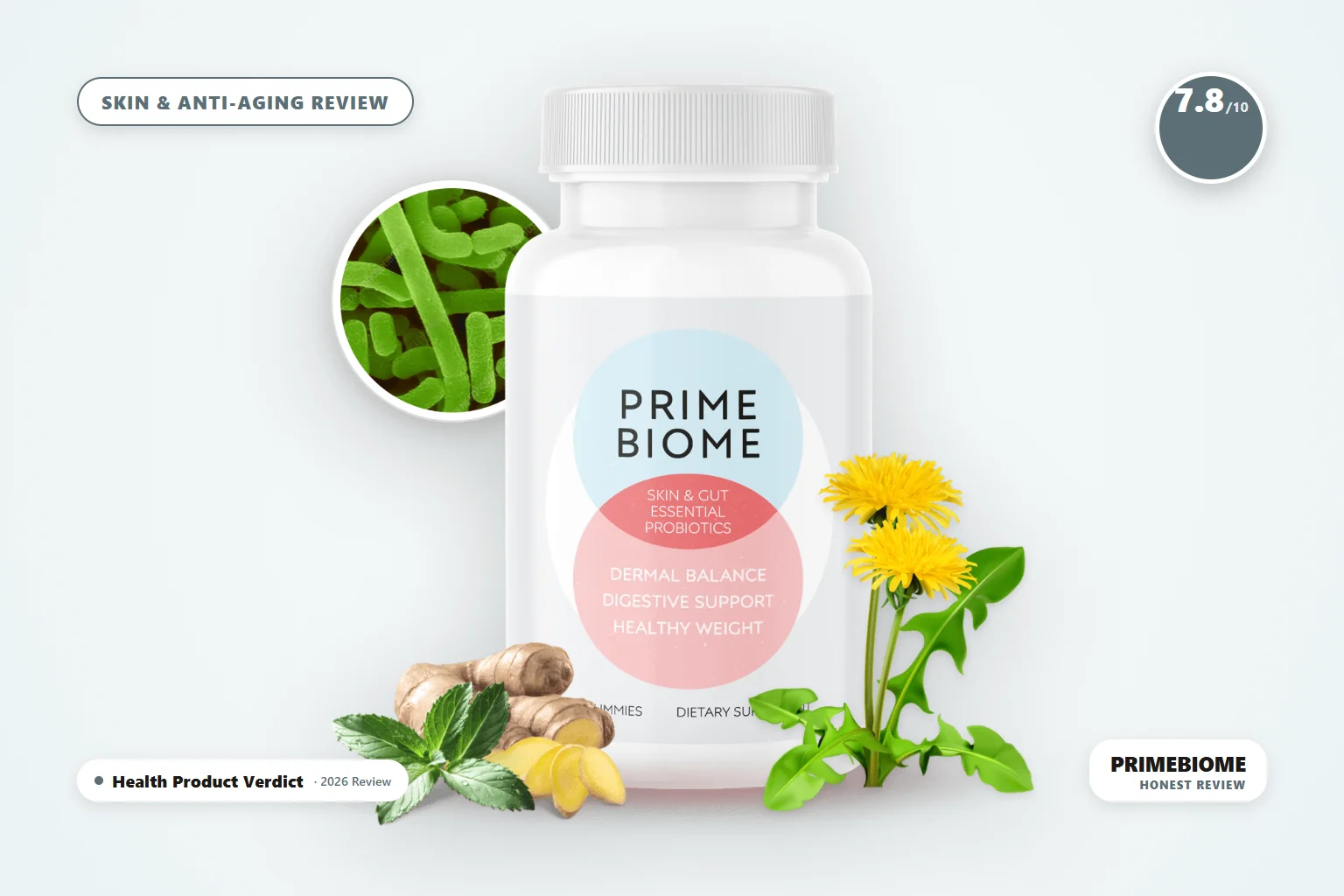 PrimeBiome gut and skin gummies bottle