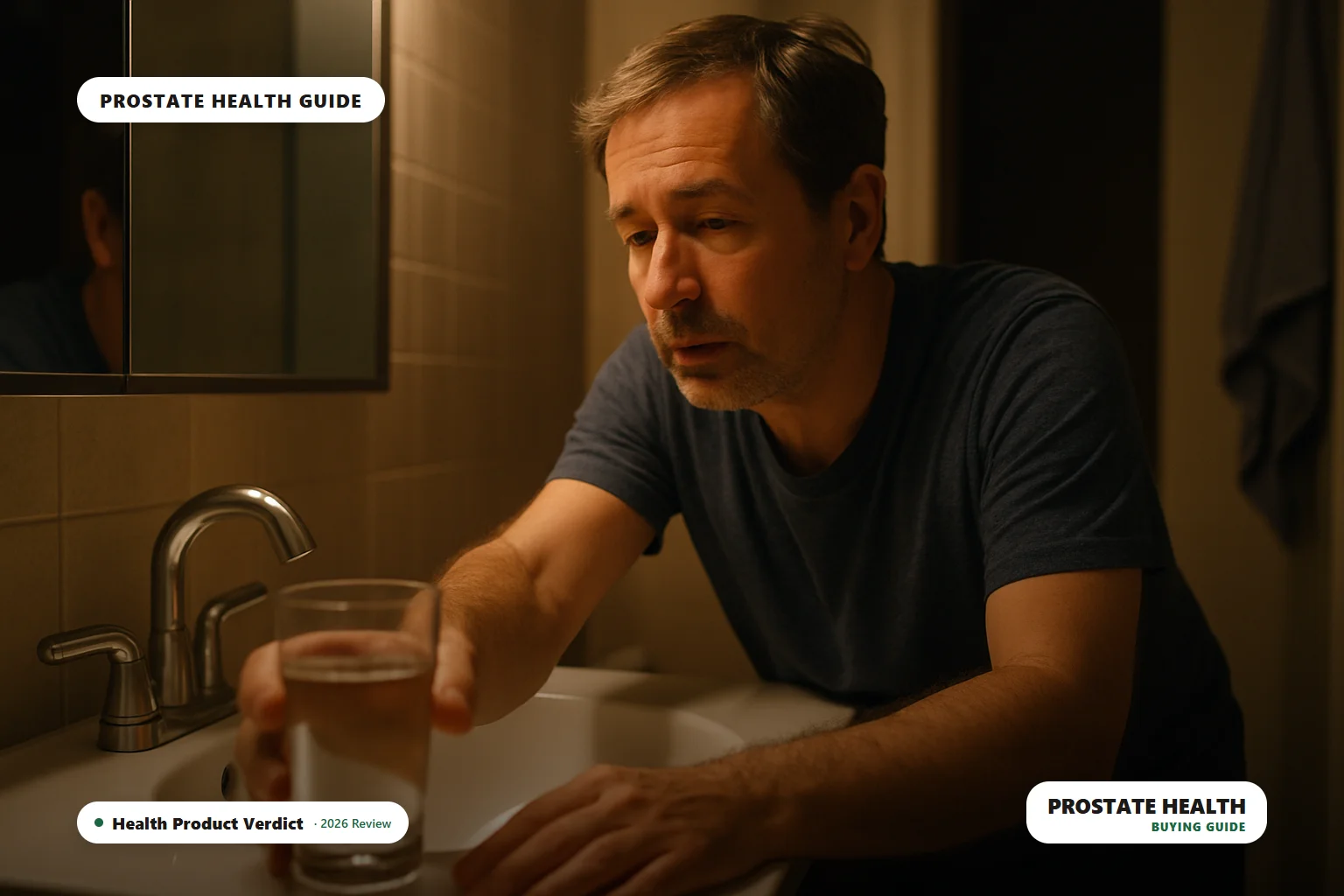 Prostate health naturally - man reaching for water at night