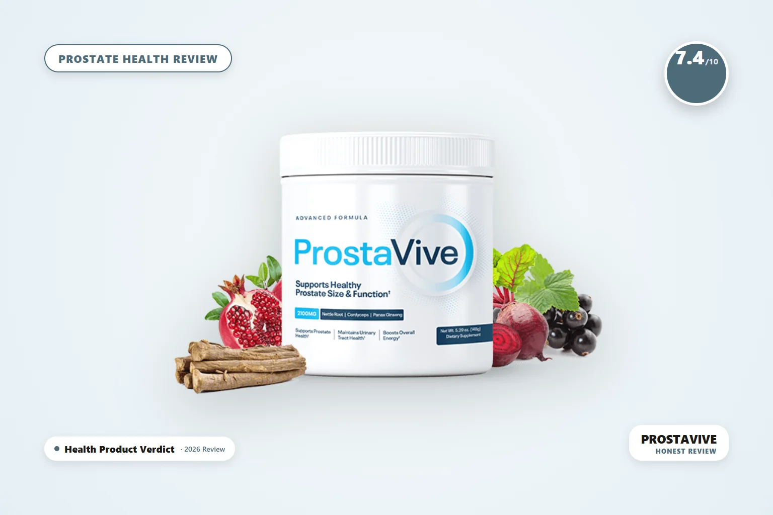 prostavive review - ProstaVive - powder supplement jar with pomegranate, beets and roots