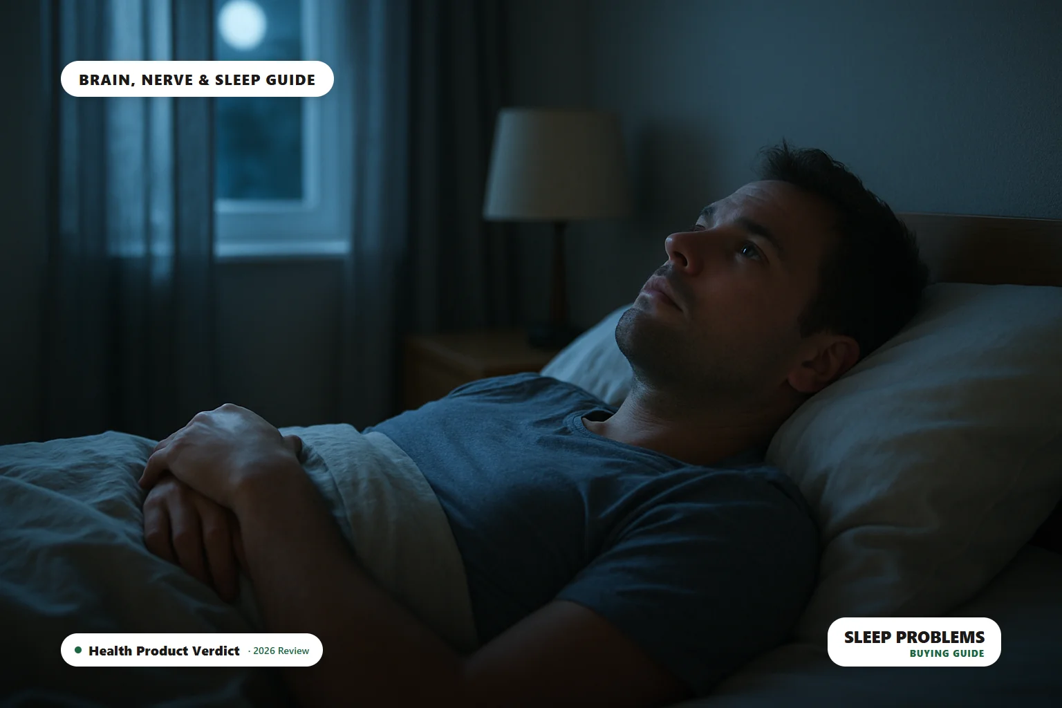 sleep problems - person lying awake in bed at night