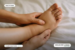 hands massaging a swollen foot and ankle