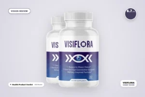 VisiFlora review - two bottles of VisiFlora vision support capsules with 6.7/10 score