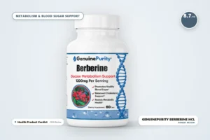 GenuinePurity Berberine HCL bottle, best berberine supplement for blood sugar and metabolism support