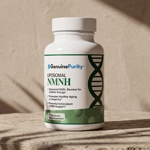 GenuinePurity Liposomal NMNH bottle on stone surface