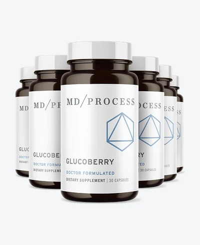 GlucoBerry blood sugar support capsule bottles